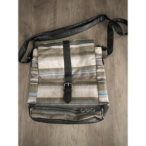 Ogio Crossbody Shoulder Bag Purse Nylon & Leather Striped‎ Very Good Condition!